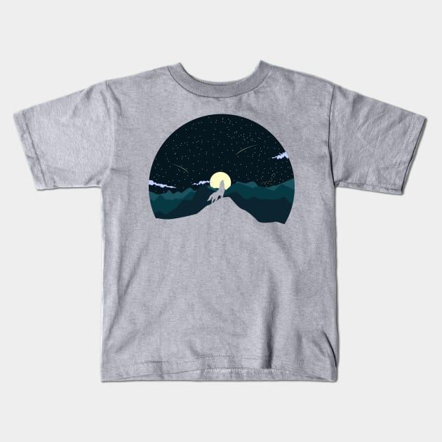 Wolf Night Kids T-Shirt by ShaDesign